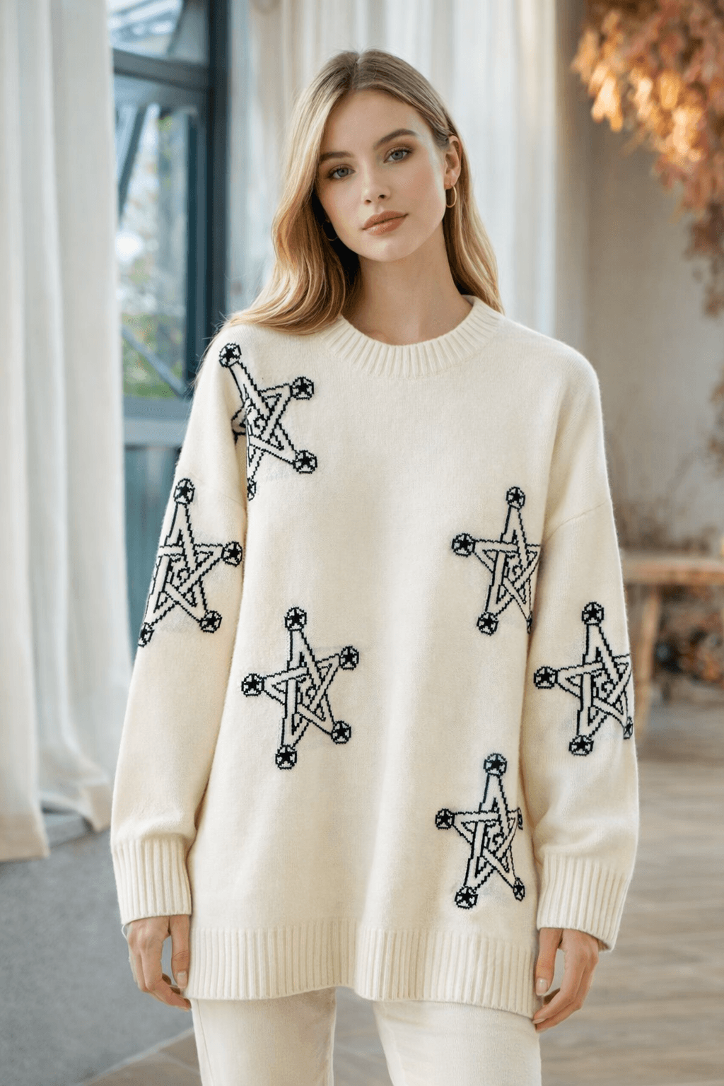 ANOA CASHMERE STAR SWEATER